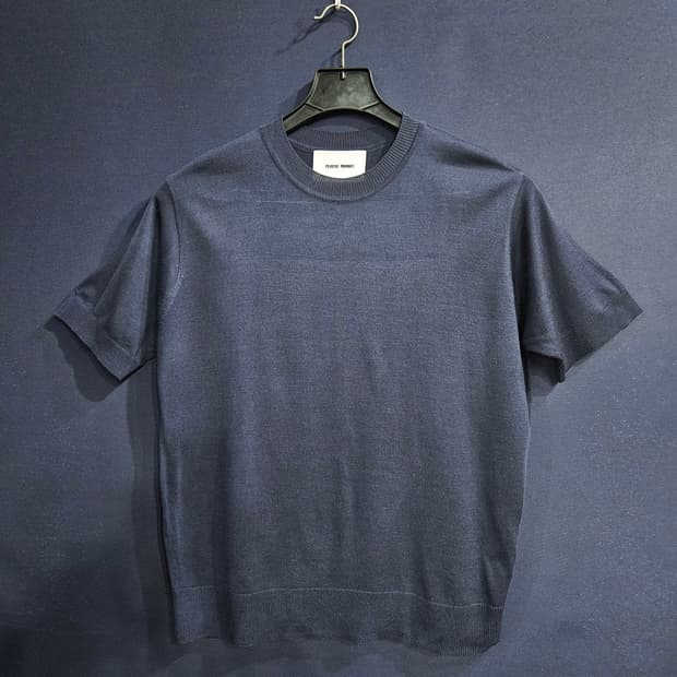 플라스틱 프로덕트 네이비 남성 세미오버핏 95 니트반팔 