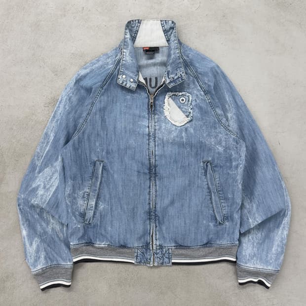 디젤 워시드 해링턴 블루종