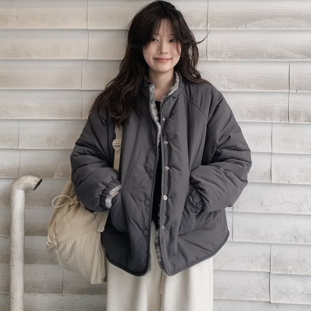 [새상품] 슬로우앤드 덤블앤패턴 리버시블 패딩점퍼 숏패딩