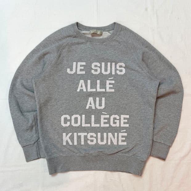 메종키츠네 레터링 프린팅 맨투맨 스웻셔츠 그레이