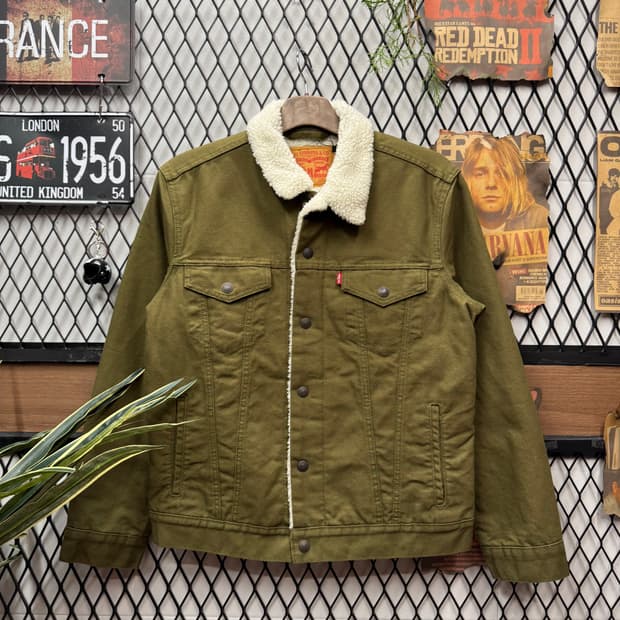 리바이스 타입 3 쉐르파 트러커 자켓 카키