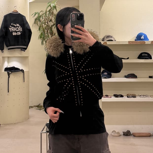 퍼 후드 집업 블랙 U618