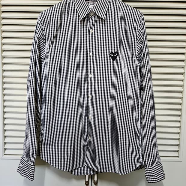 꼼데가르송 PLAY 체크 셔츠 XL 100 105