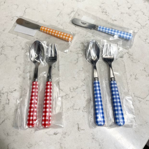 새상품) 사브르 데꼬르 체크 커트러리 (티스푼 포크 버터나이프 스프레더)