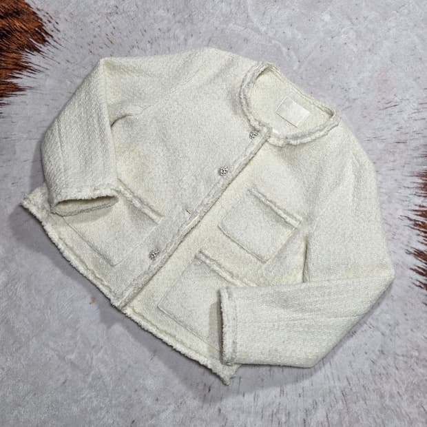 빈티지 화이트 트위드 자켓