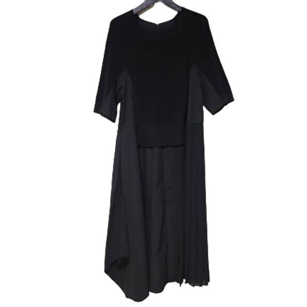 이새 골지패턴 플리츠배색 언발란스 롱원피스 66 