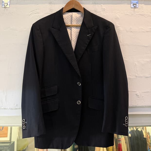 Jean Pablo 로로 피아나 울 스트라이프 블레이저 L