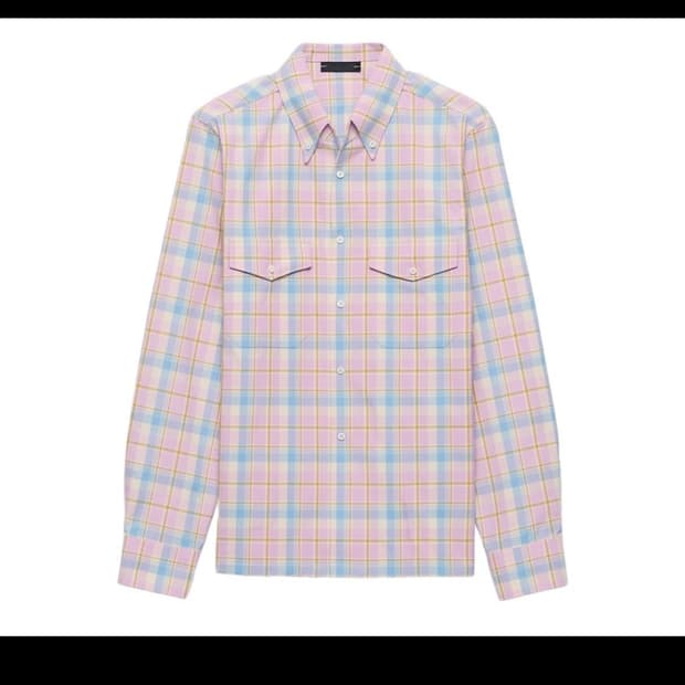 프라다 25fw 핑크체크셔츠