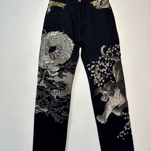 카라쿠리 타마시•스이/ 용호상박 흑청 데님 (새상품)