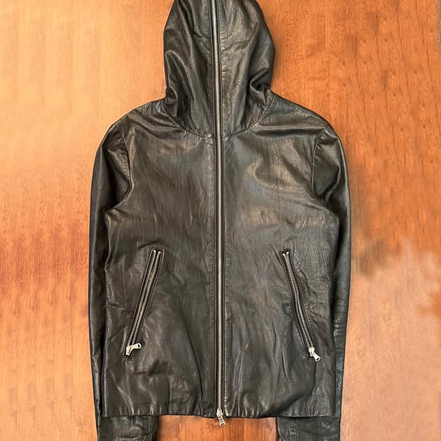 Harlem Rounge 풀집업 레더 후드 재킷