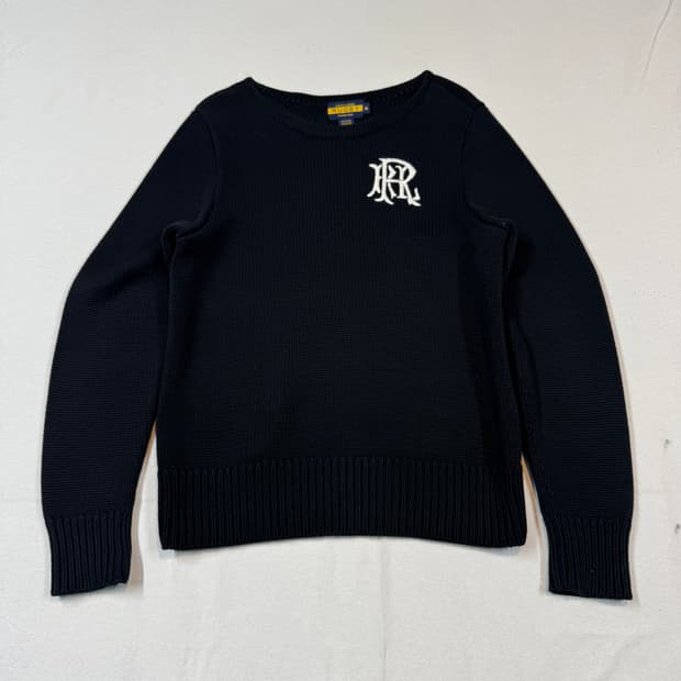 M) 랄프로렌 럭비 헤비코튼 니트 스웨터 블랙