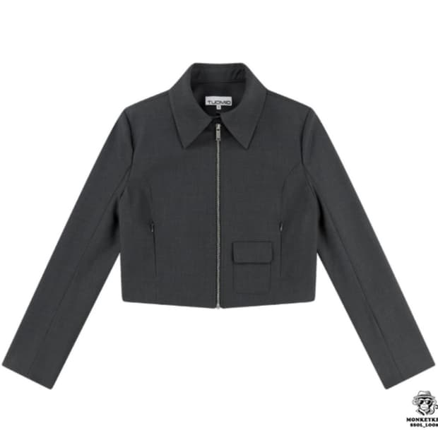뚜오미오 CROPPED ZIPPER JACKET 차콜 1 사이즈