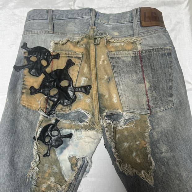 LGB Crazy Wolf Skull Patch Jeans