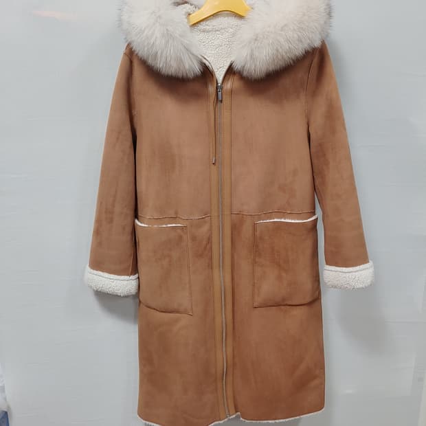 주크 무스탕 롱 코트 폭스 퍼 후드 양면 여성66