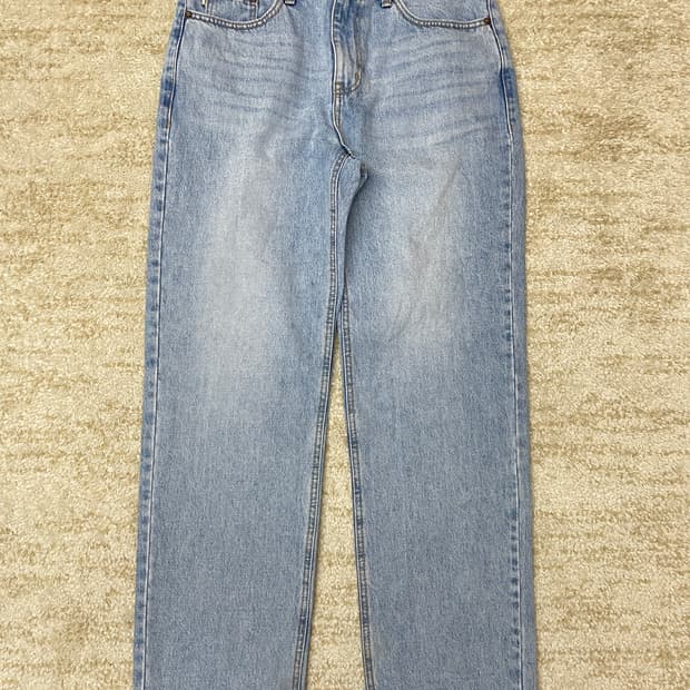 [M] 글로니 로우 연청바지 라이즈, 릴렉스 루즈 핏 데님 팬츠 