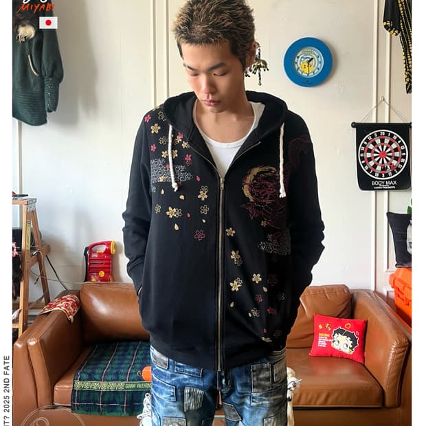 90-00s Miyabi Musubi Oriental Hood Zipup