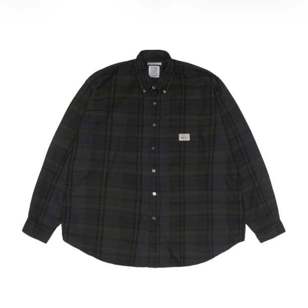 아워레가시 워크샵 X 스투시 체크 셔츠 오버다이드 그린 S
