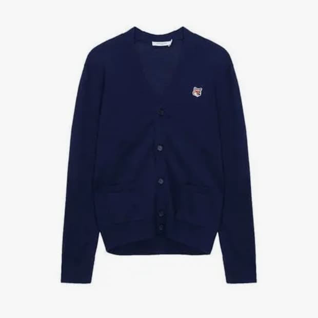  MAISON KITSUNE 메종키츠네 폭스 헤드 패치 브이넥 가디건 네