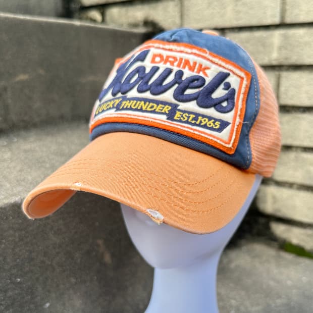 None vintage orange trucker cap
