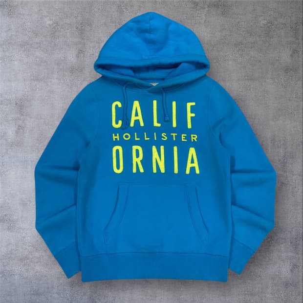 홀리스터 블루 컬러 스펠아웃 빅로고 후드티