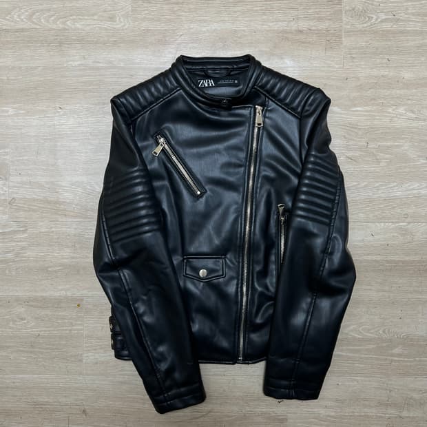 자라 여성 레더 싱글 라이더 가죽자켓 [블랙] M/95
