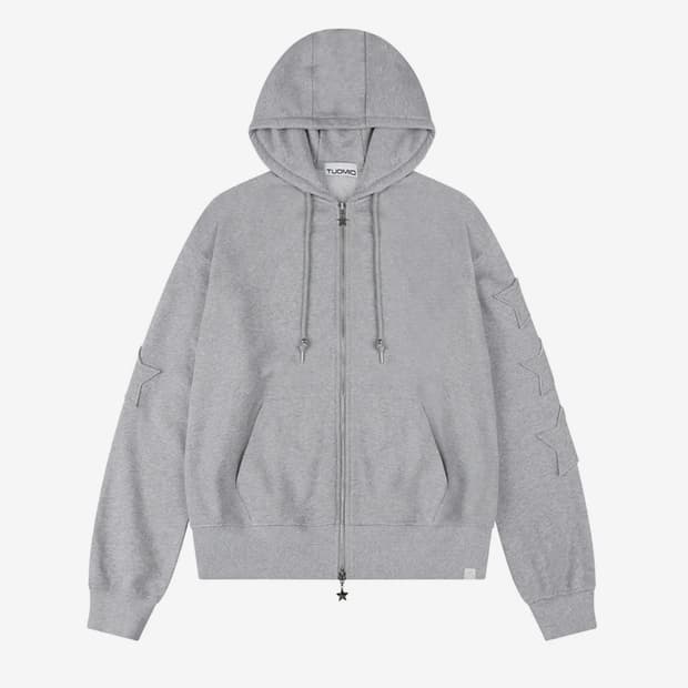 STAR PATCH HOOD ZIP-UP [HEATHER GREY]