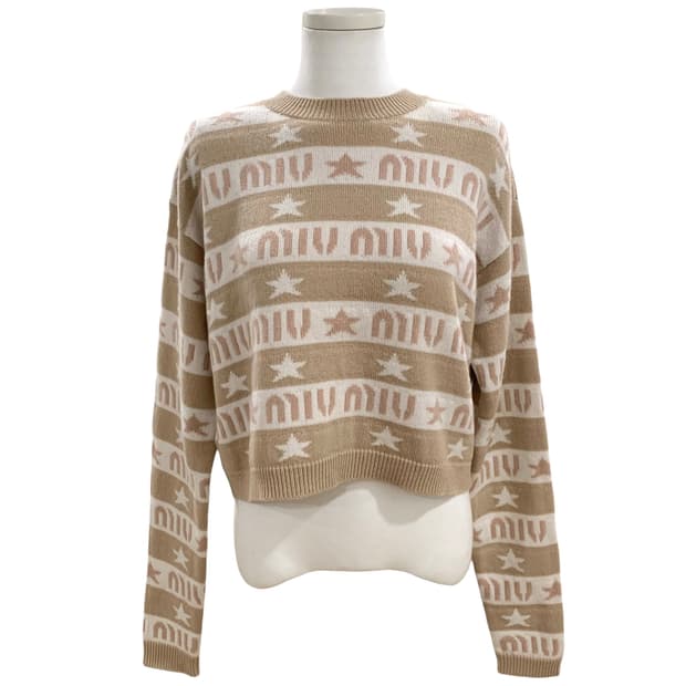 미우미우 자카드 로고 캐시미어 스웨터