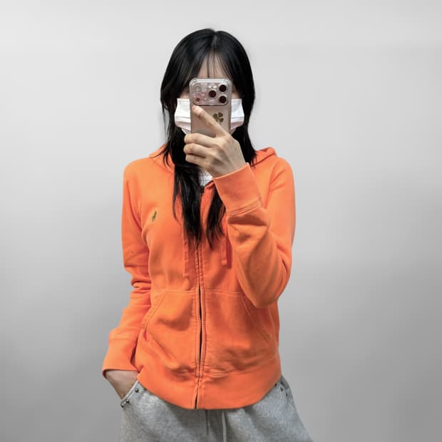 폴로 랄프로렌 포니 로고 후드집업 오렌지