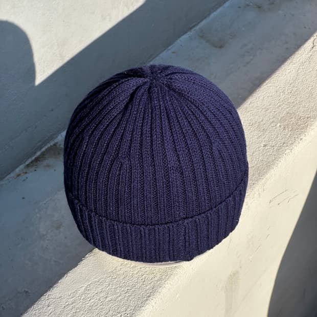 [F] 빈티지 네이비 골지 니트 비니 모자