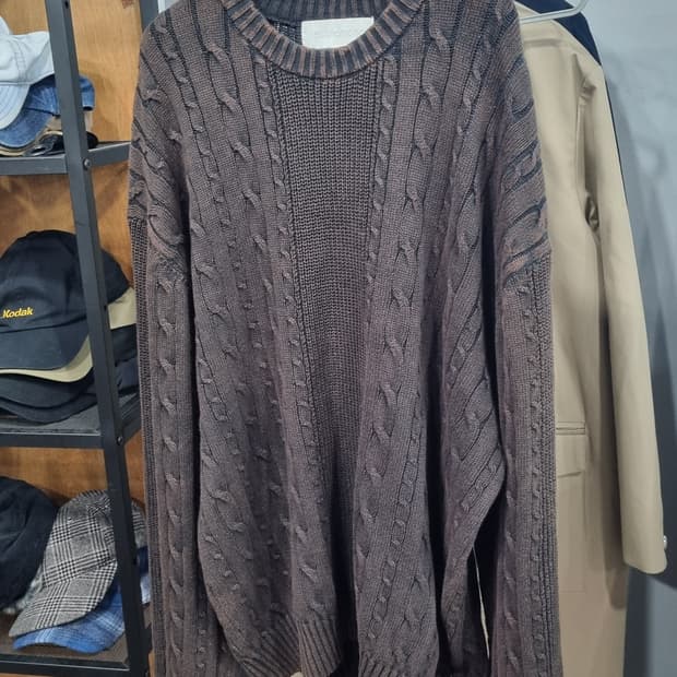 세컨모놀로그 워싱 다크브라운 L사이즈(100~105) 남성니트 상태최상