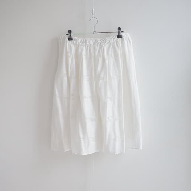 Galloria ivory stripe-weave linen skirt