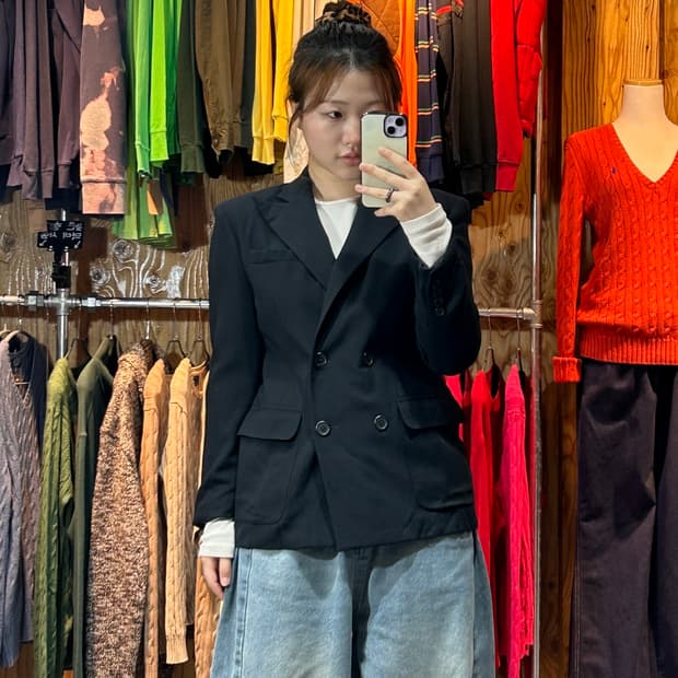 M 폴로랄프로렌 퓨어 블랙 더블 브레스트 골드라벨 블레이저