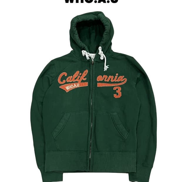 (S) 후아유 우먼스 패치로고 후드집업 그린/오렌지 