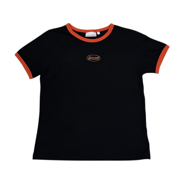 아메스 월드와이드 로고 크롭티 블랙 오렌지