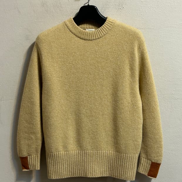 코텔로 울 알파카 배색 니트 스웨터