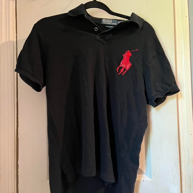 폴로 랄프 로렌 빅포니 반팔 카라티 블랙 레드