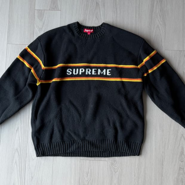 슈프림 체스트 스트라이프 스웨터 블랙 - 23FW XL