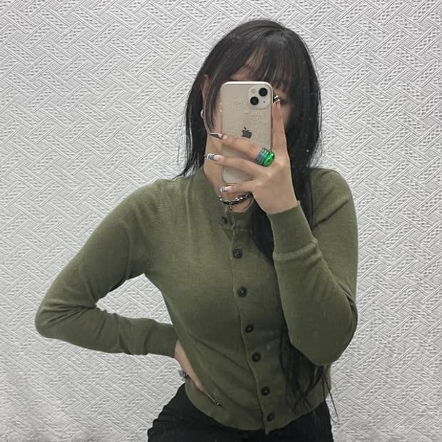 자라 세일러카라 말차카키 슬림핏 여리 세미크롭 가디건 85 C07923