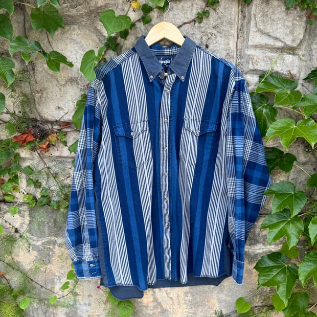 90s wrangler 랭글러 체크 코튼 웨스턴 셔츠
