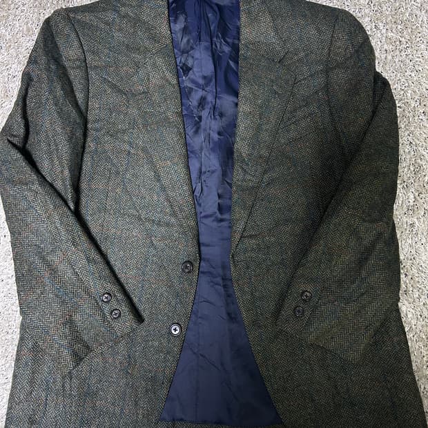 스코틀랜드원단 일제 헤링본 체크블레이저 사이즈 105