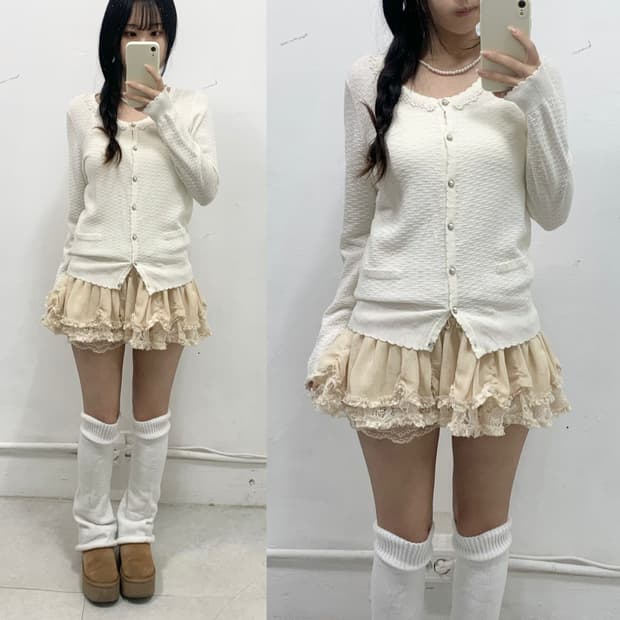 [C.D.S] 로걀 달천깔 비즈 레이스 가디건