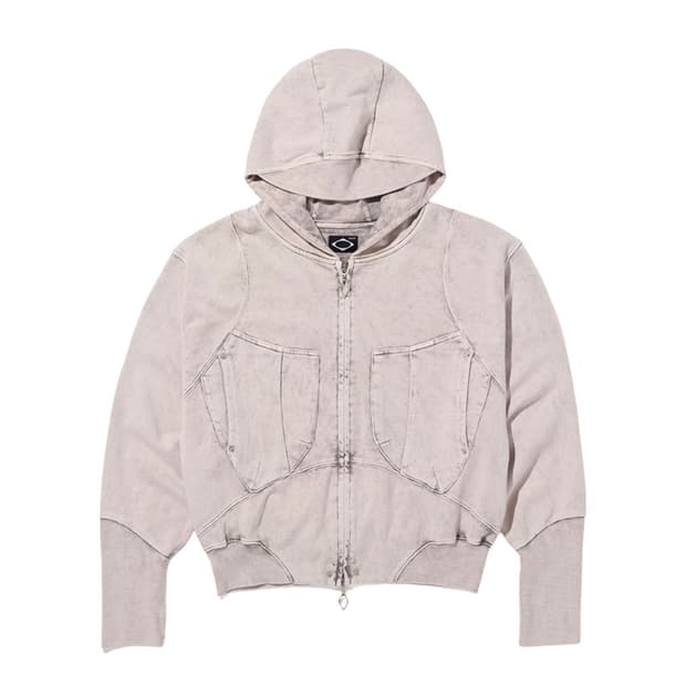 미스치프 빅 포켓 핑크 그레이 후드집업 S