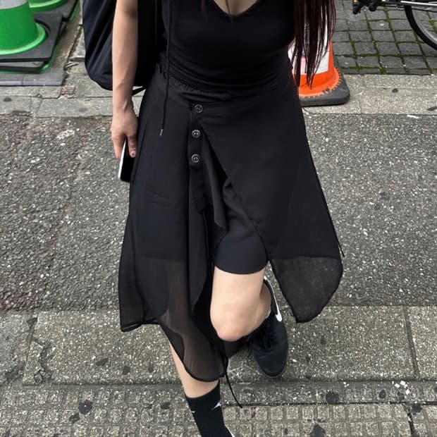 우화(Woohwa) VEIL WRAP SKIRT