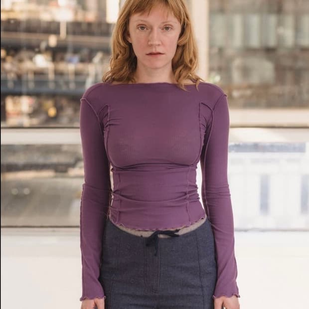 베이스레인지 OMATO 롱 슬리브리스 탑 퍼플