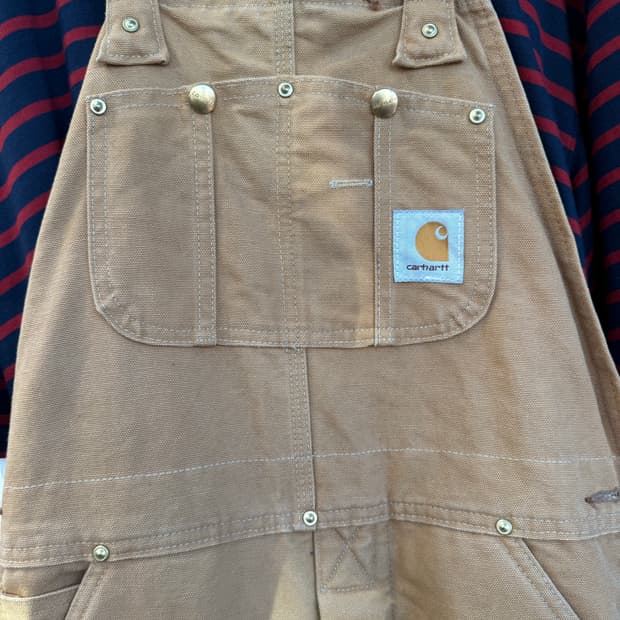 Carhartt 브라운 오버롤 멜빵