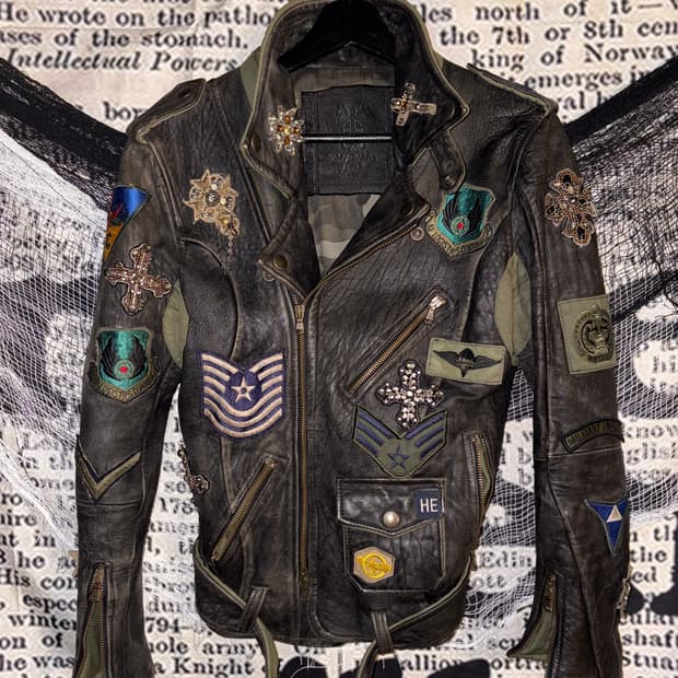 Crystal Embellished Leather Jacket