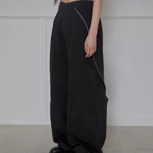 Asymmetrical Wide Pants (FL-253_Black)