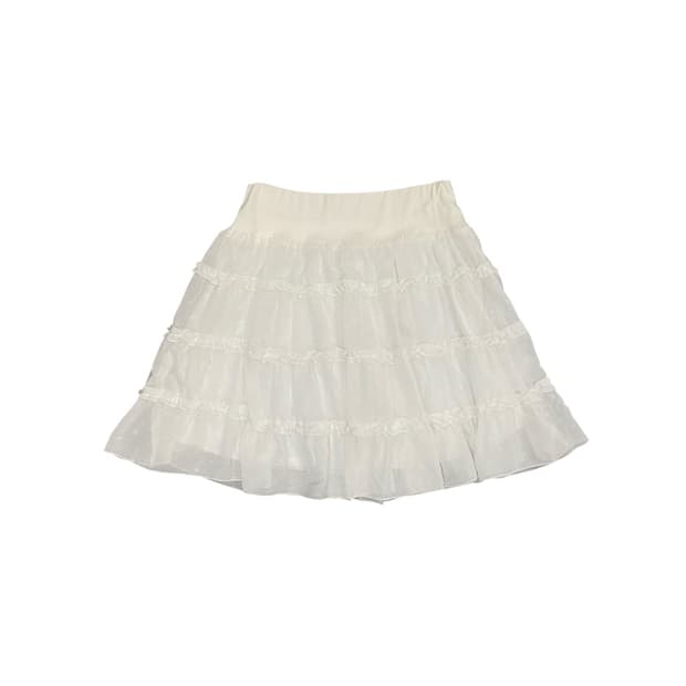 Japanese vtg 화이트 도트 프릴 스커트