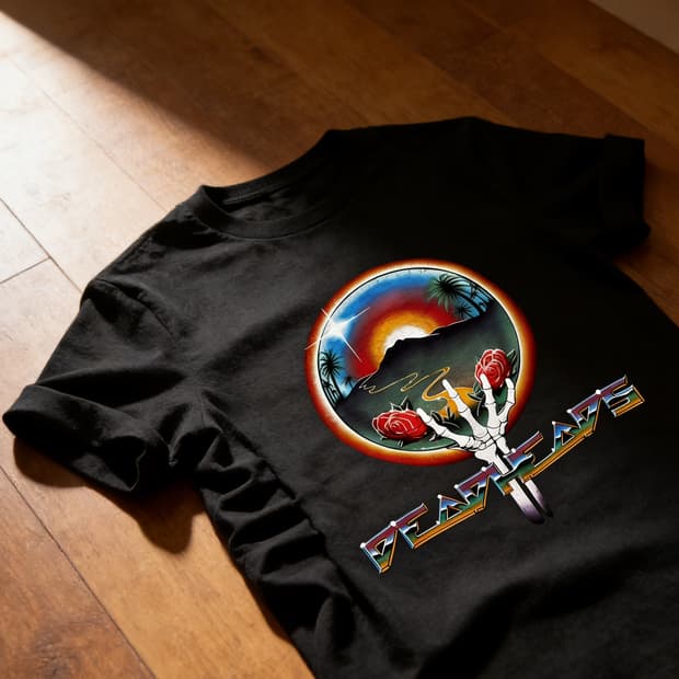 [새상품 M사이즈] Deadheads 커스텀 반팔 (해골손 장미 그래픽)