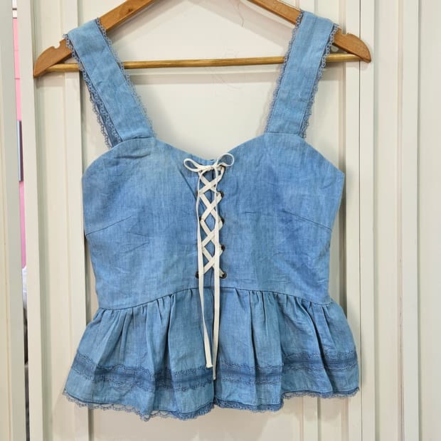 하늘 레이스 코르셋 뷔스티에